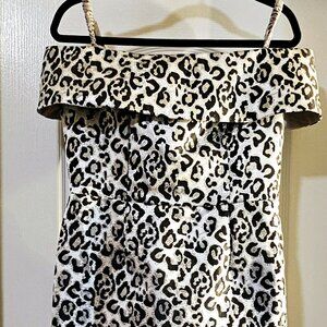 Leopard Silver Off the Shoulder Cocktail Dress (Coming Soon)